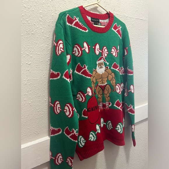 Blizzard Bay Men's Fitness Body Builder Ugly Christmas Sweater Large - Picture 3 of 6